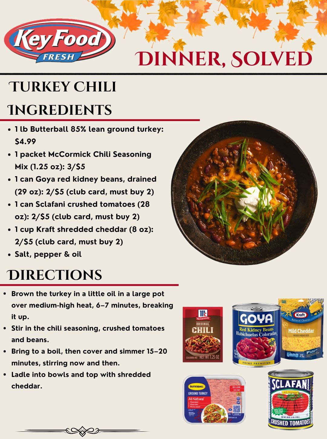 Meals in a Minute flyer: Turkey Chili